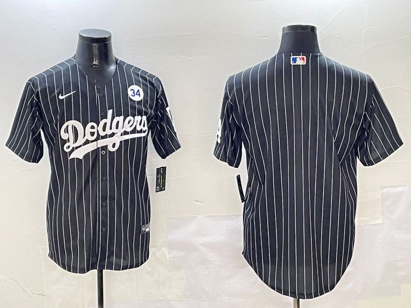 Men Los Angeles Dodgers Blank Black Stripe Jointly Name 2025 Nike MLB Jersey style 6